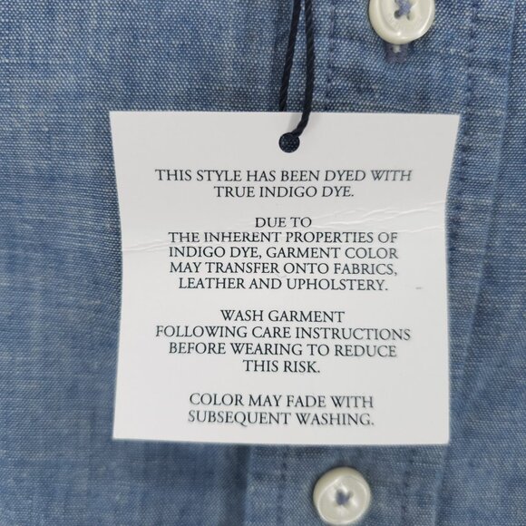 NWT BROOKS BROTHERS Chambray Shirt Traditional Fit 100% Cotton Indigo Blue LARGE - Picture 5 of 8